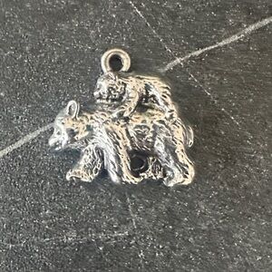 Silver Bear w/Baby Bear Charm Pendant
